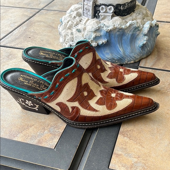 Donald J. Pliner Brown and Cream Women's Mules - Picture 1 of 11